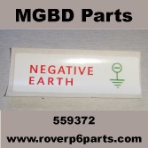 Negative Earth Label for the battery box and under the bonnet